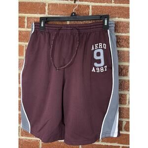Aeropostale Men’s Mesh Shorts Burgundy Gray Small